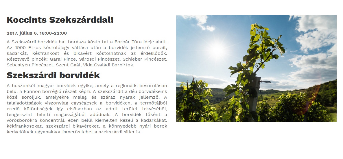 KOCCINTS SZEKSZÁRDDAL | BORBÁR TÚRA 2017
